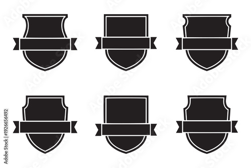 Premium classic shield badge templates with decorative ribbon