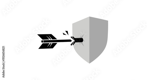 Shield with arrow hitting it hard.