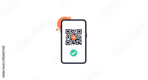 Smartphone with QR code on screen.