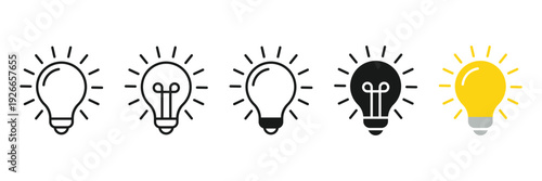 Light bulb icon. Idea icon symbol vector. Lamp line icon set. Idea lamp icon collection. Energy and thinking symbol. Creative idea and inspirational concept