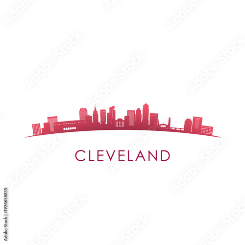 Cleveland skyline silhouette. Vector design colorful illustration