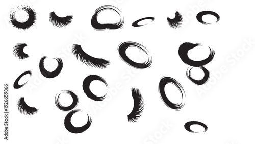 Φωτογραφία Black ink brush strokes and eyelash shapes abstract