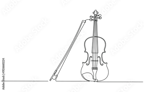 Violin continuous one line drawing.