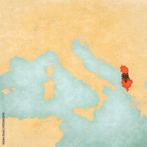 Map of Italian Peninsula - Albania