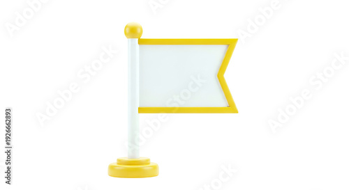 Yellow and White Blank Flag on Stand