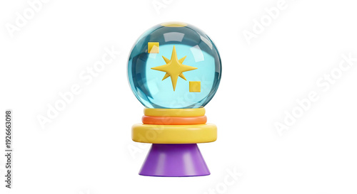 3D Crystal Ball with Star and Squares