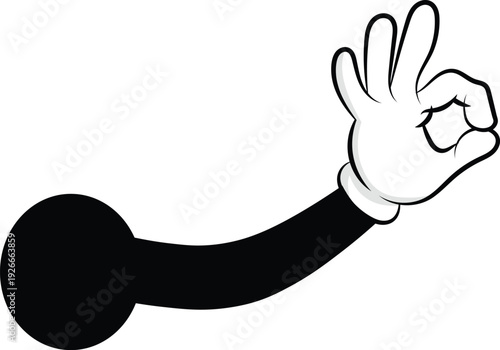 Classic cartoon hand making the ok gesture, with vector illustration
