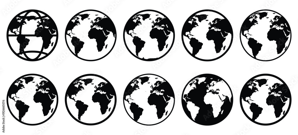 Obraz premium silhouette nature earth globe drawing icons and set of graphics nature elements