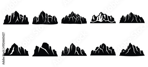 silhouette nature glacier ice drawing icons and set of graphics nature elements