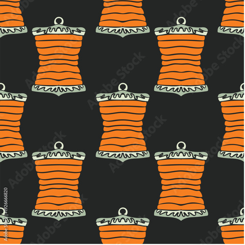 Seamless Pattern Oriental Lantern Vector