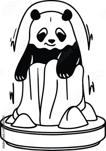 Vector illustration of panda bear on ice block