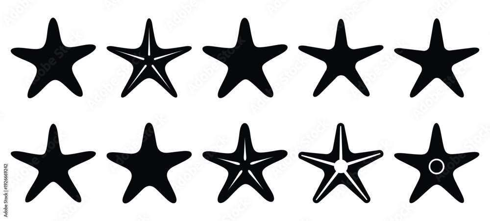 Obraz premium silhouette nature starfish shape drawing icons and set of graphics nature elements