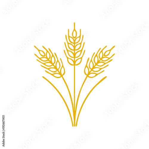 Minimal wheat field symbol vector featuring elegant golden wheat stalks in a modern agricultural emblem style, scalable and ideal for organic brands, farming projects, packaging, and eco design.