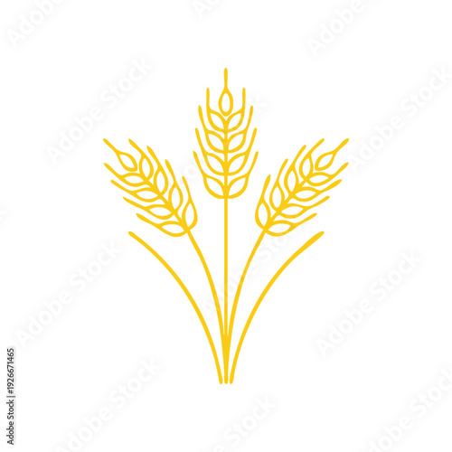 Minimal wheat field symbol vector featuring elegant golden wheat stalks in a modern agricultural emblem style, scalable and ideal for organic brands, farming projects, packaging, and eco design.