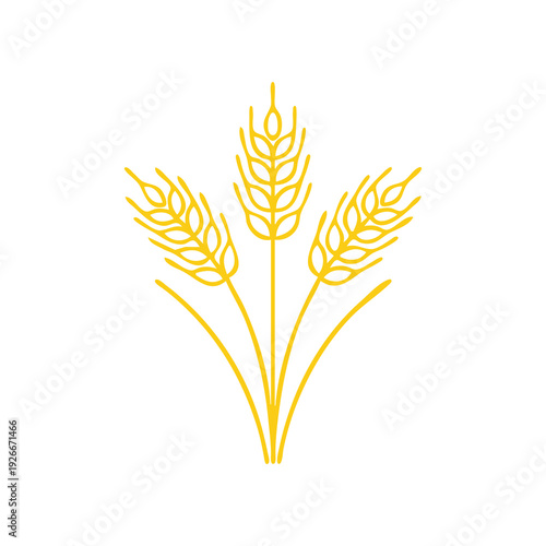 Minimal wheat field symbol vector featuring elegant golden wheat stalks in a modern agricultural emblem style, scalable and ideal for organic brands, farming projects, packaging, and eco design.