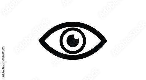 A striking black eye illustration with a bold graphic silhouette