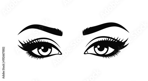 A pair of dramatic eyes with long lashes a striking silhouette