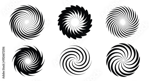 Abstract spiral designs in black and white a striking silhouette