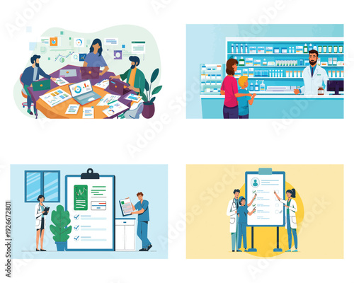 Team Collaboration and Healthcare Solutions Illustrated