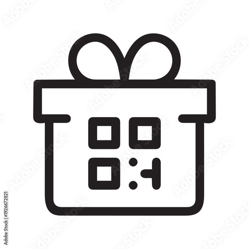 QR code gift box isolated icon, use qr code on gift vector symbol with editable stroke
