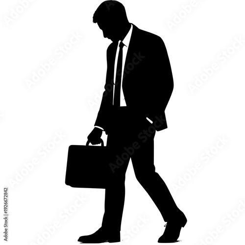 Minimalist Melancholic Businessman Walking Alone Silhouette