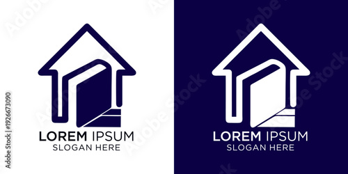 Professional modern home logo template with sleek minimalist design and negative space for real estate branding