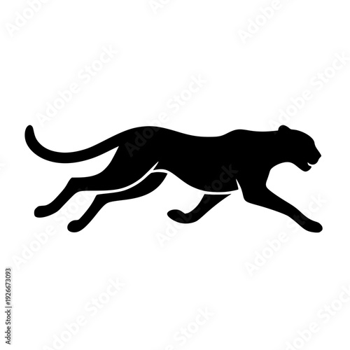 Minimalist Silhouette of a Running Panther with Energetic Mood