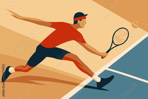 Dynamic Tennis Player in Action Ready to Strike.