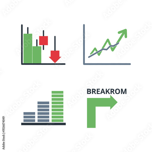 Financial Graphs and Charts with Arrows.