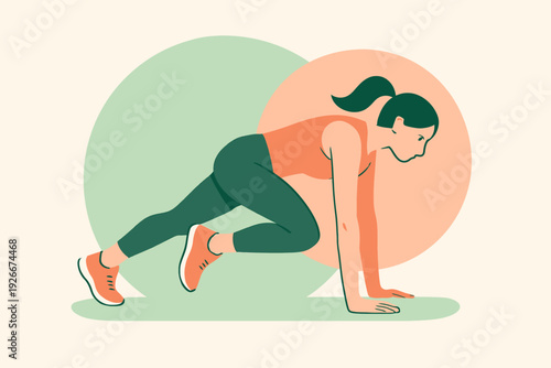 Woman Doing Mountain Climber Exercise for Fitness.