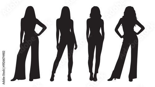 Women silhouette icon set