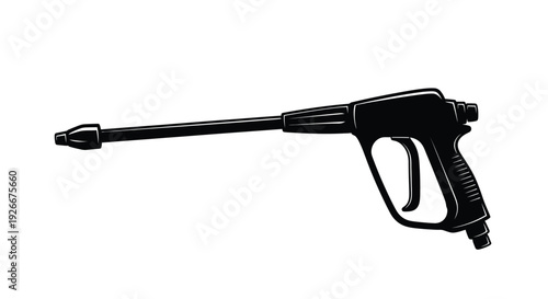 Black pressure washer gun isolated on a white background silhouette