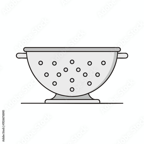 Minimalist Illustration of a Metal Colander for Kitchen and Cooking Concepts