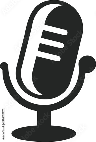 Classic Broadcast Microphone Icon with Three Stripe Detail for Music Studio and Radio Station Branding