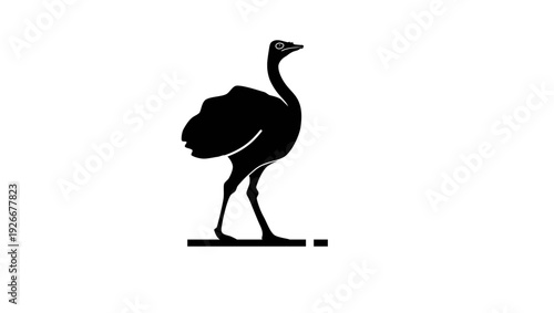 Ostrich logotype, black isolated silhouette