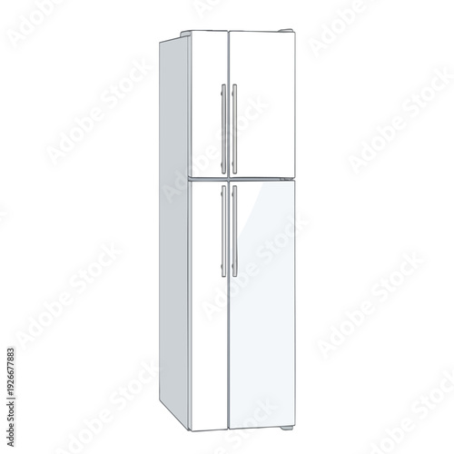 Modern White Refrigerator with Top and Bottom Doors for Kitchen Storage