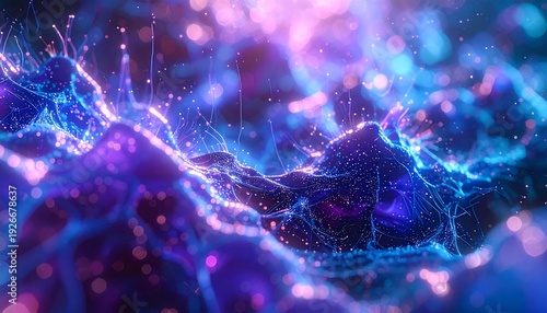 Abstract Futuristic Digital World: Dive into the intricate details of a vibrant digital landscape of illuminated lines and luminous particles, exploring themes of innovation, connection.