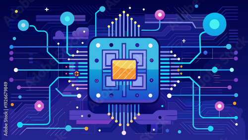 Advanced technology network integrating artificial intelligence and global connectivity Vector
