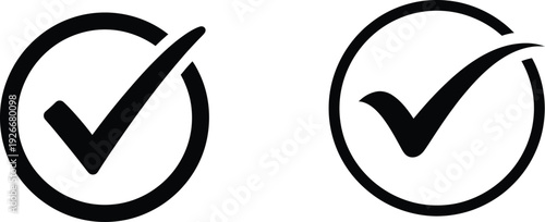Two black checkmark icons in circular outlines on a white background