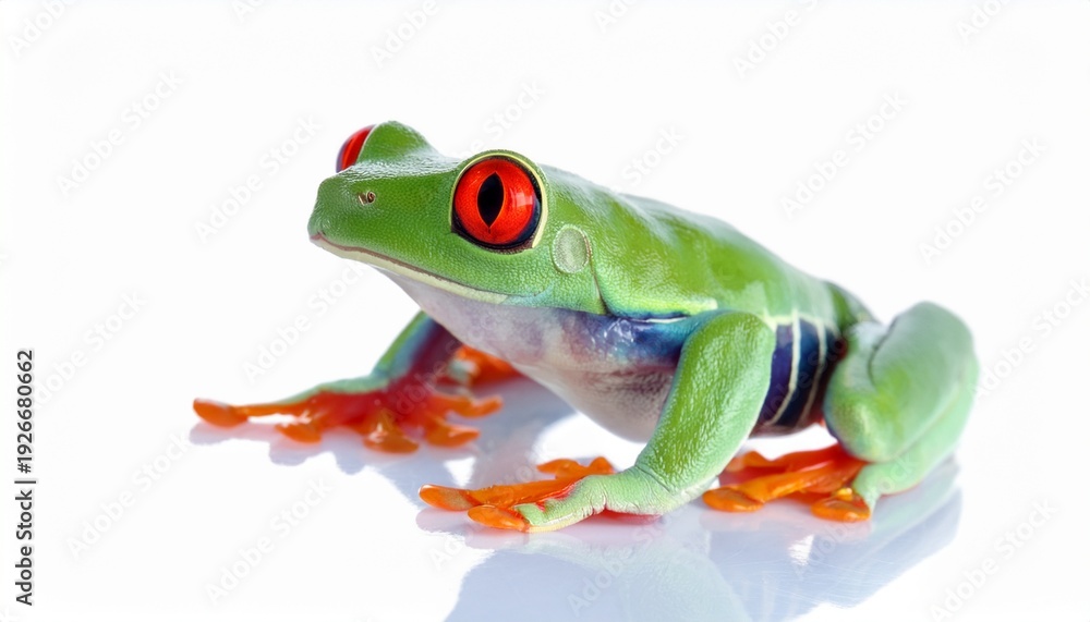 Fototapeta premium Red-eyed tree frog on white background, red-eyed tree frog 8
