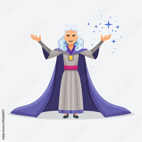 Magicienne cartoon – Personnage magique fantasy