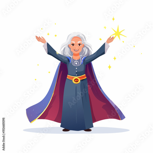 Magicienne cartoon – Personnage magique fantasy