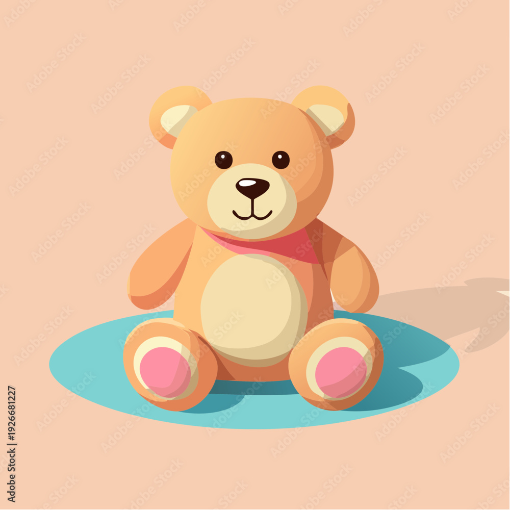 Fototapeta premium Ourson mignon en illustration cartoon – peluche adorable pour univers enfant