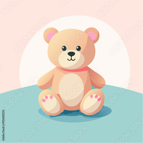Ourson mignon en illustration cartoon – peluche adorable pour univers enfant