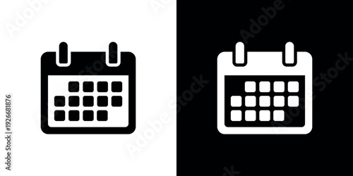 Black and white calendar symbol schedule