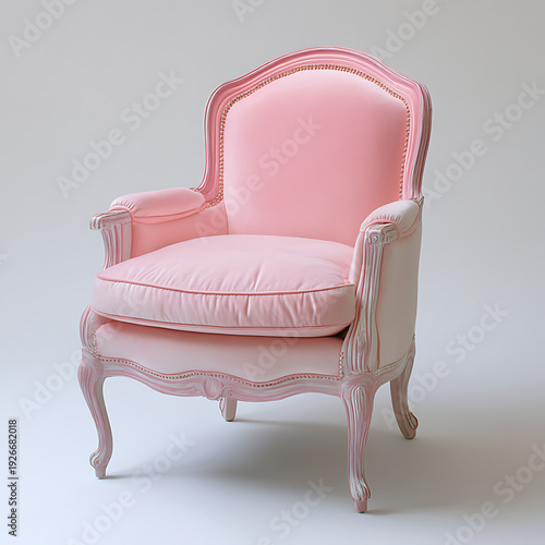 Wallpaper Mural Vintage Inspired Pink Velvet Armchair with Elegant Wooden Detailing Torontodigital.ca