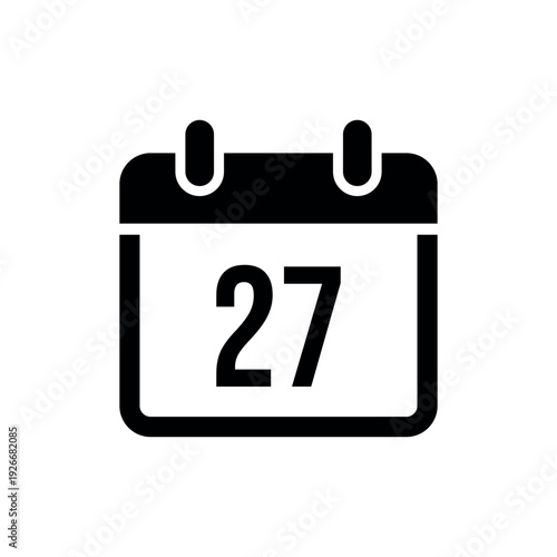 Black calendar with date 27 symbol