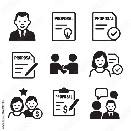 Business icons set with people symbols and office infographic elements