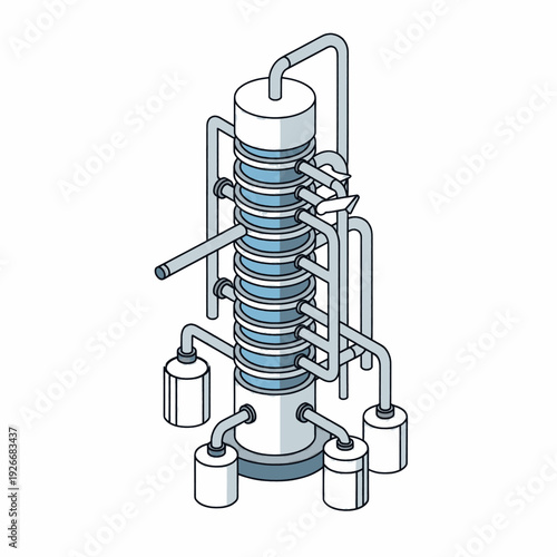 Industrial Equipment with Pipes and Cylinders.