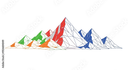 Abstract polygonal mountains depict a colorful geometric landscape